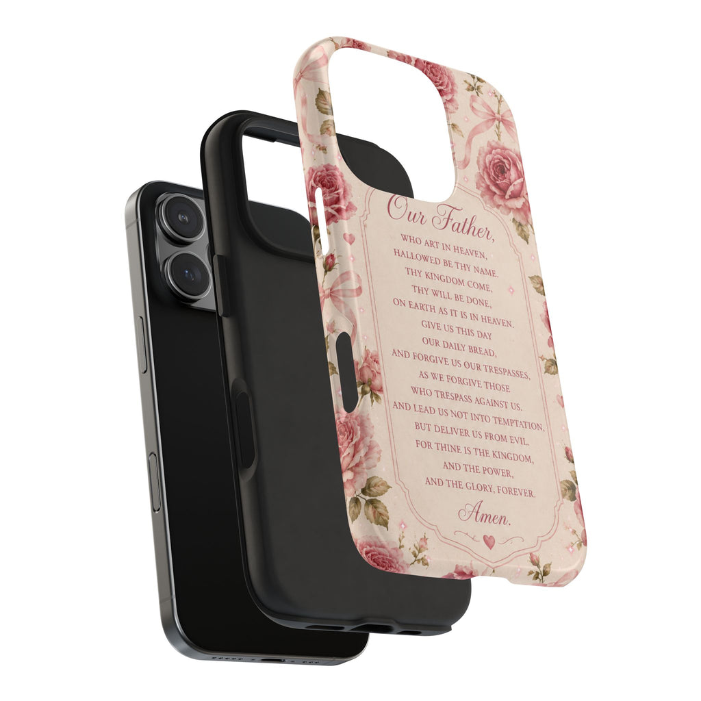 Our Father Prayer Phone Case | Floral Rosary Scripture iPhone Case
