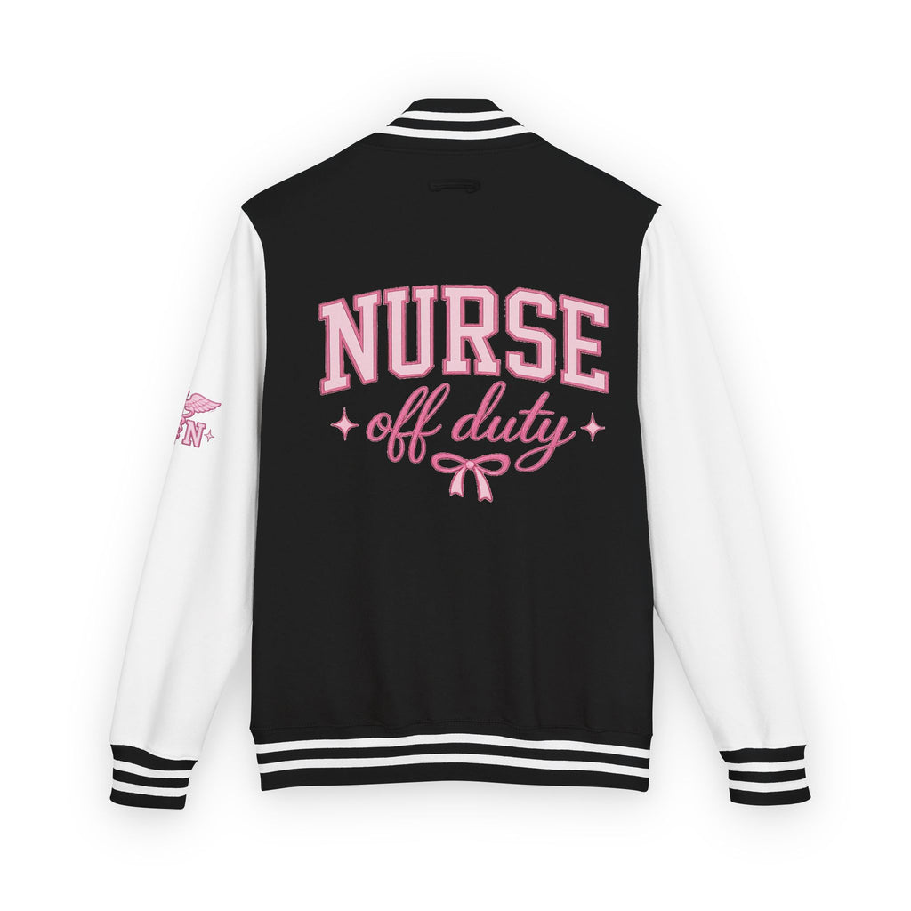 Nurse Off Duty Varsity Jacket, RN Letterman Jacket, Cute Nurse Jacket, Registered Nurse Gift, Pink Nurse Apparel, Nurse Streetwear