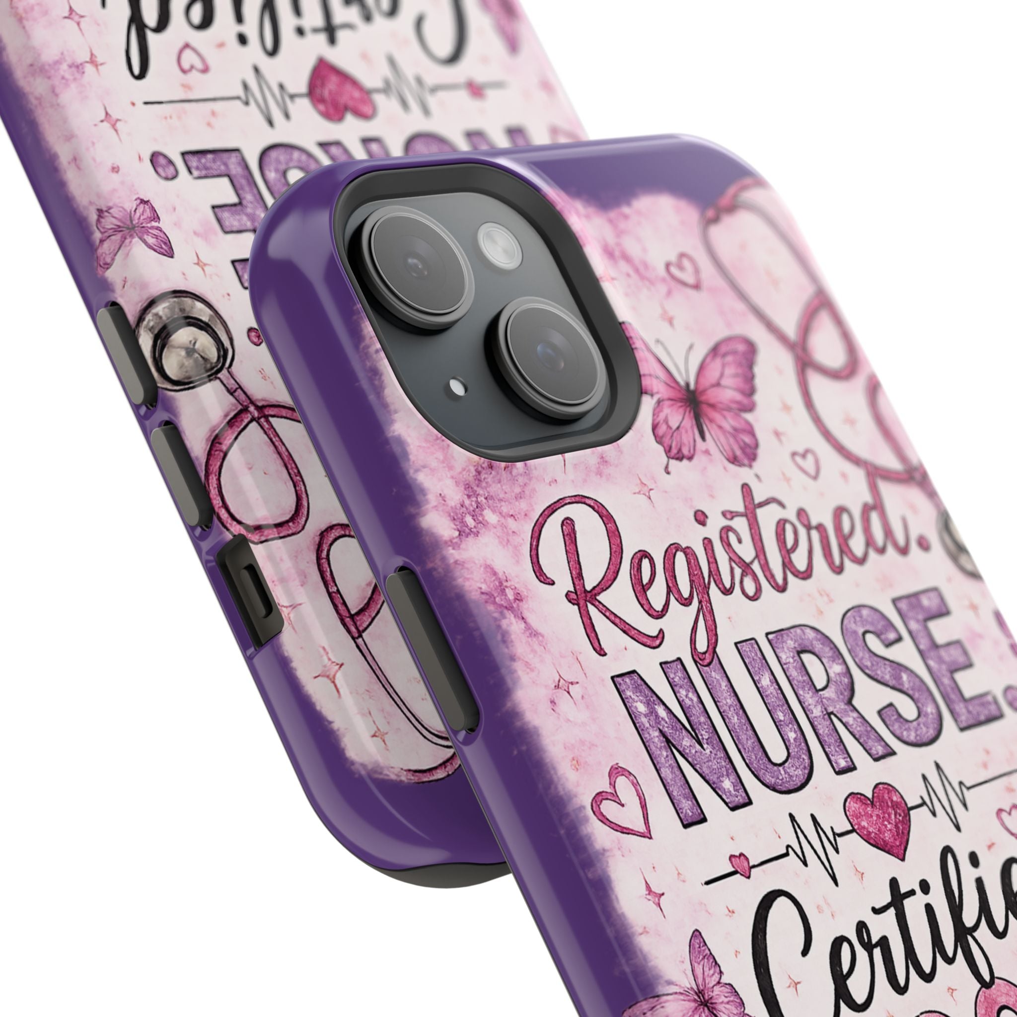 Registered Nurse Certified Icon Phone Case | Cute Nurse iPhone Case | Pink Glitter RN Aesthetic Gift for Nurses