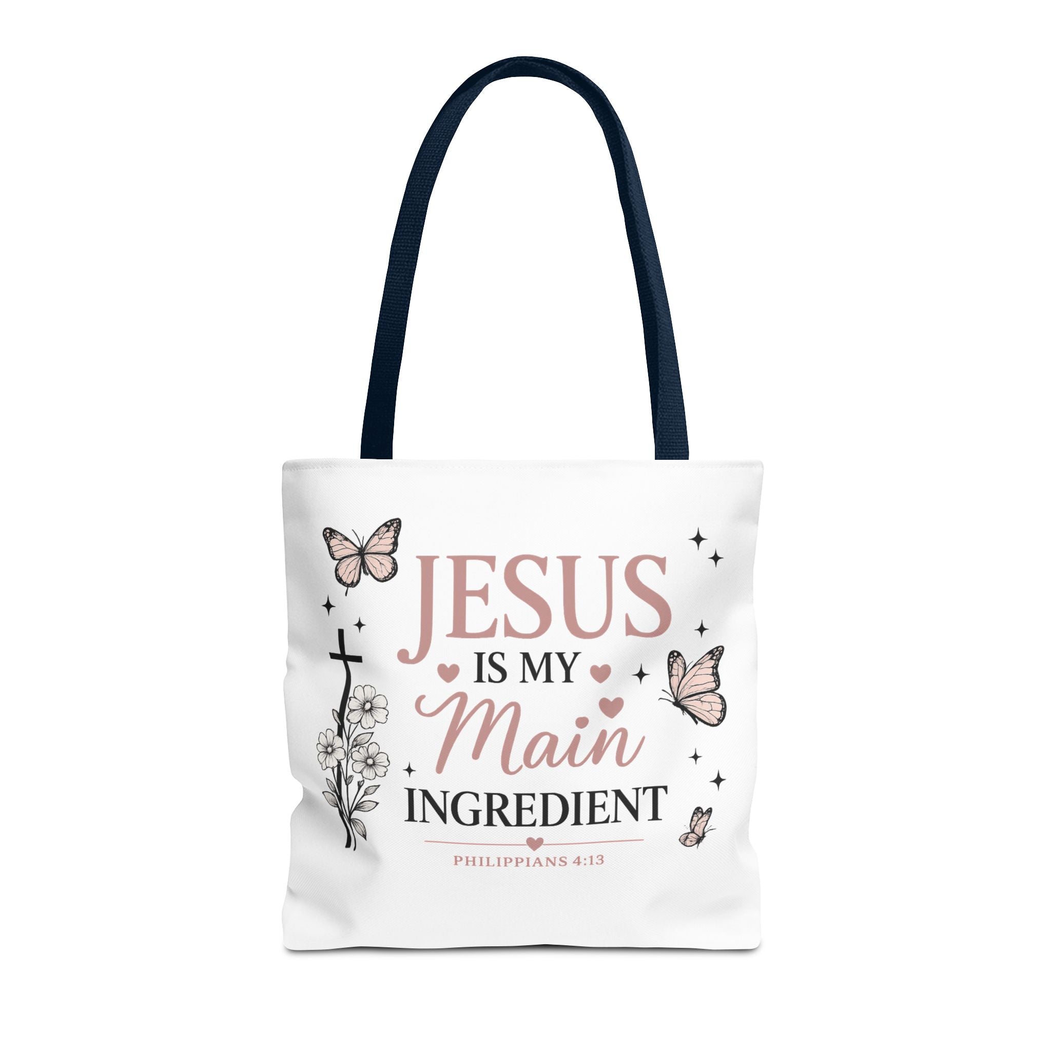 Christian Tote Bag for Women | Jesus Is My Main Ingredient | Faith Based Tote | Bible Study Bag | Church Bag | Philippians 4:13 Gift