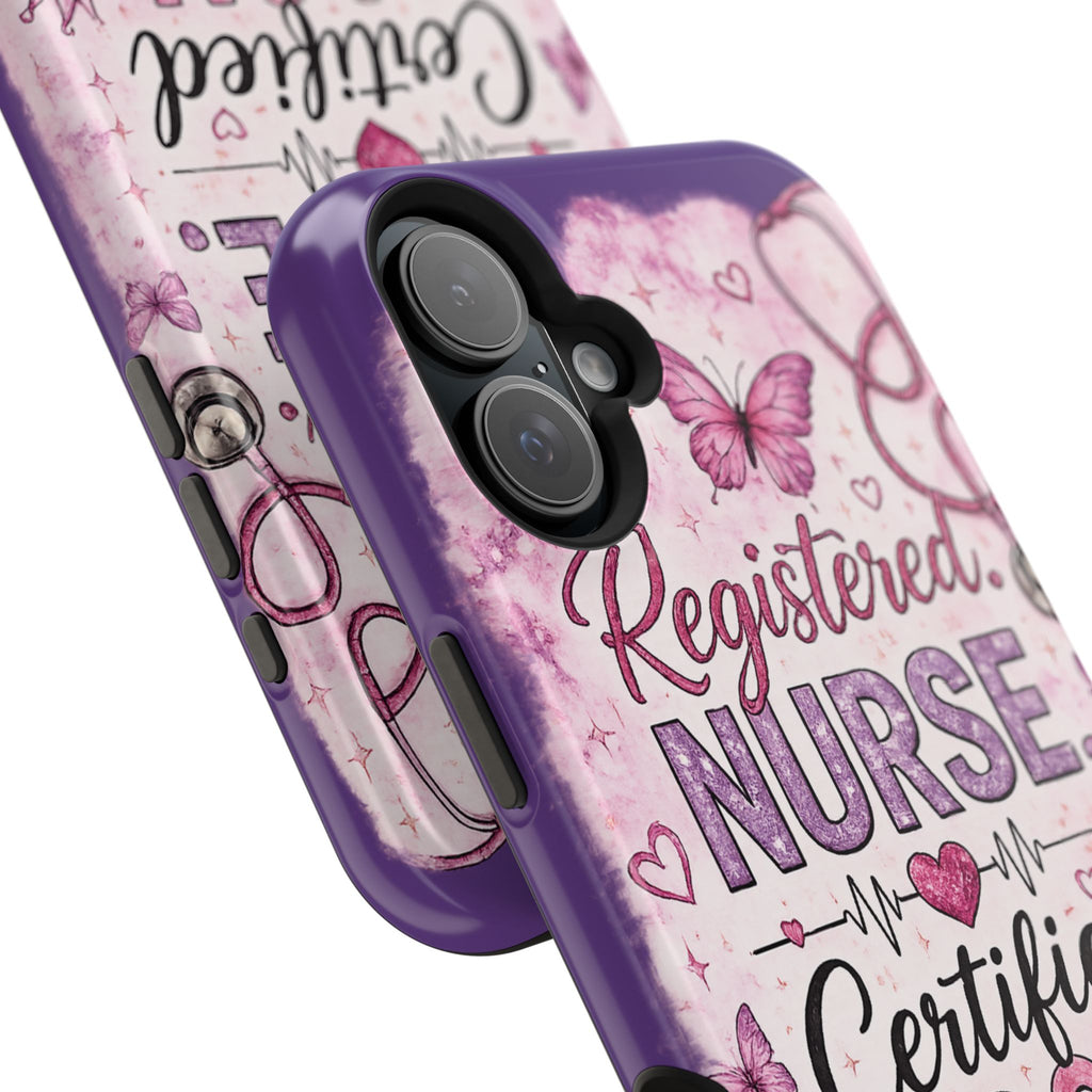 Registered Nurse Certified Icon Phone Case | Cute Nurse iPhone Case | Pink Glitter RN Aesthetic Gift for Nurses