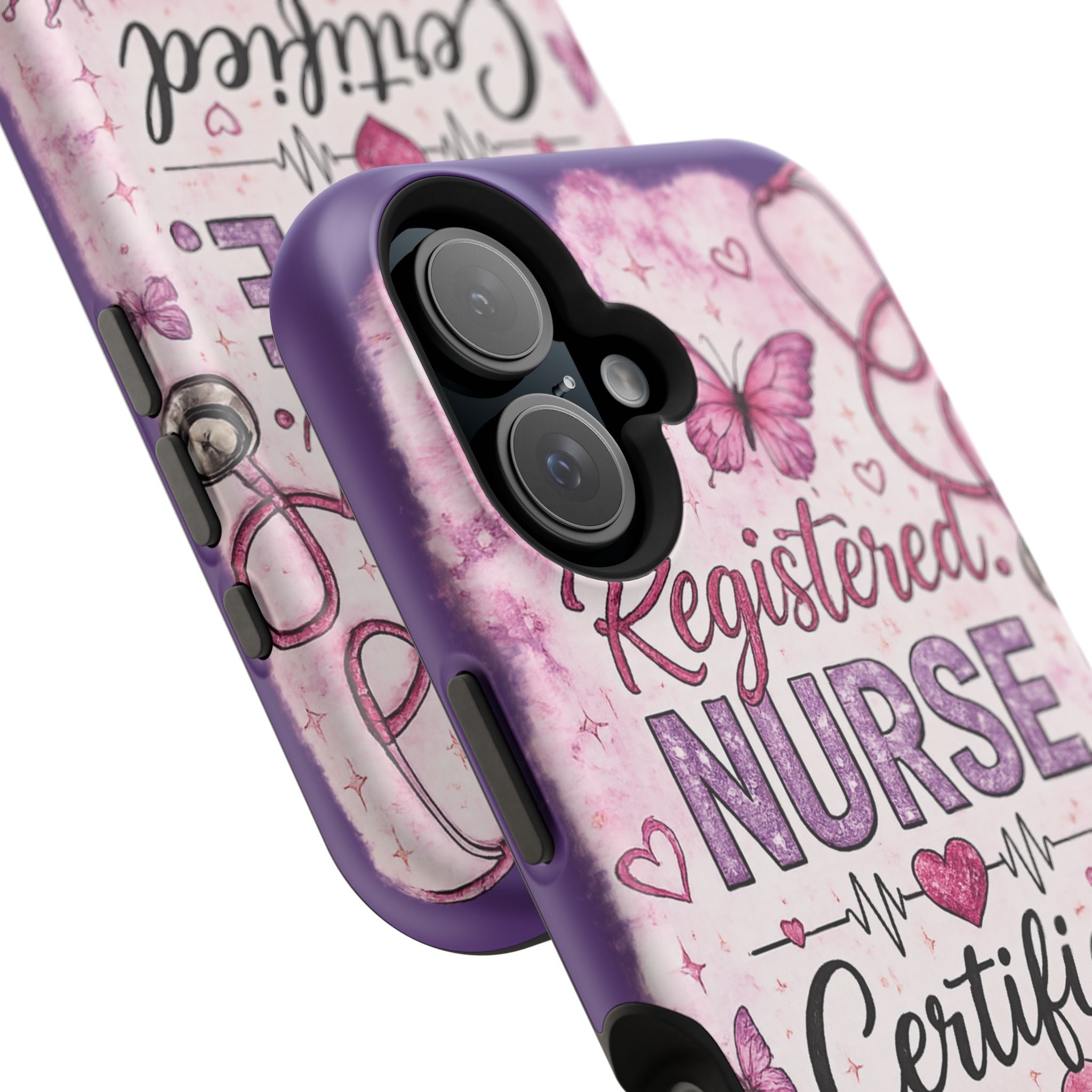 Registered Nurse Certified Icon Phone Case | Cute Nurse iPhone Case | Pink Glitter RN Aesthetic Gift for Nurses