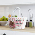 Nurse Med Pass Coffee Charting Repeat Insulated Lunch Bag — Floral Stethoscope Design