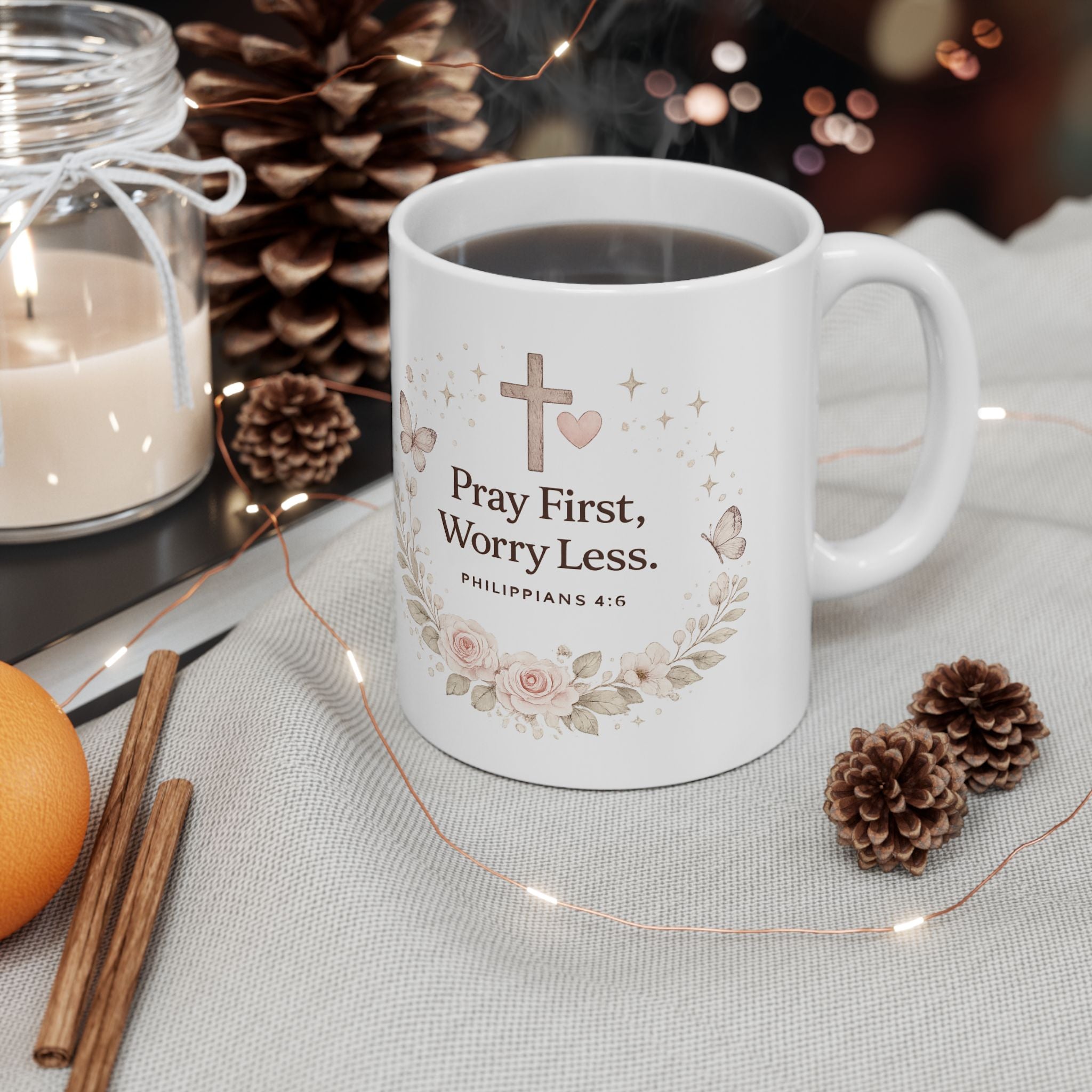 Prayer Changes Things Mug | Christian Coffee Mug | Faith Based Gift for Women | Bible Verse Mug | Christian Gift | Pray First Worry Less