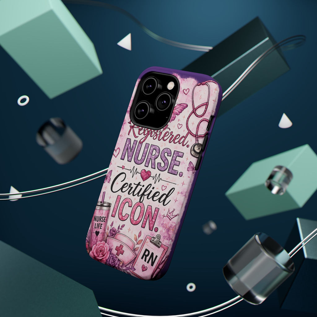 Registered Nurse Certified Icon Phone Case | Cute Nurse iPhone Case | Pink Glitter RN Aesthetic Gift for Nurses