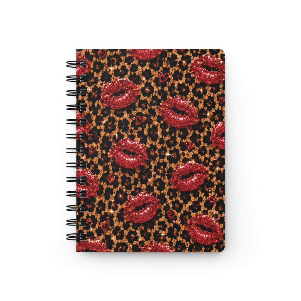 Wild Kisses Spiral Journal | Leopard Print Notebook | Red Lips Journal | Cute Aesthetic Writing Notebook | Gift for Women & Teen Girls