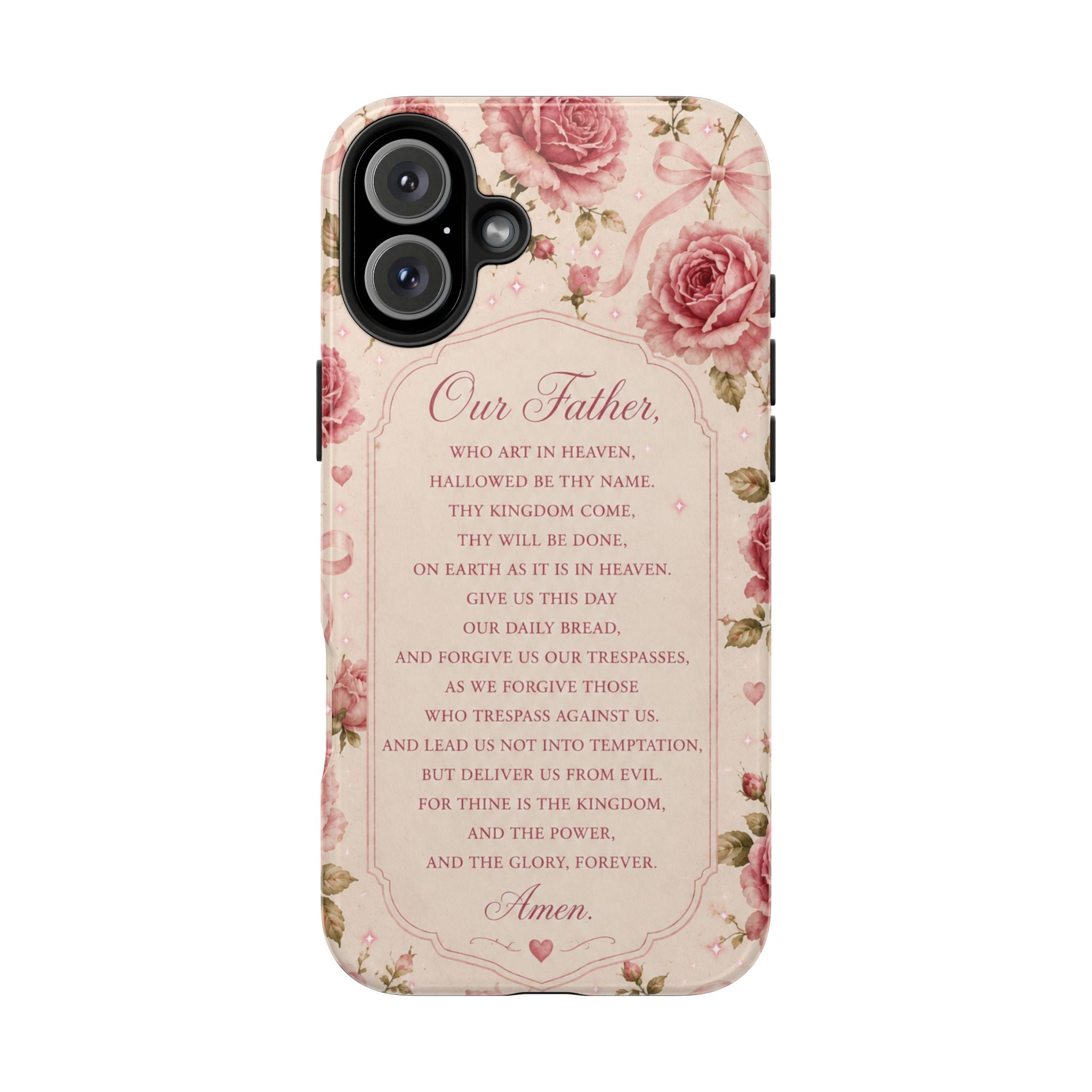 Our Father Prayer Phone Case | Floral Rosary Scripture iPhone Case