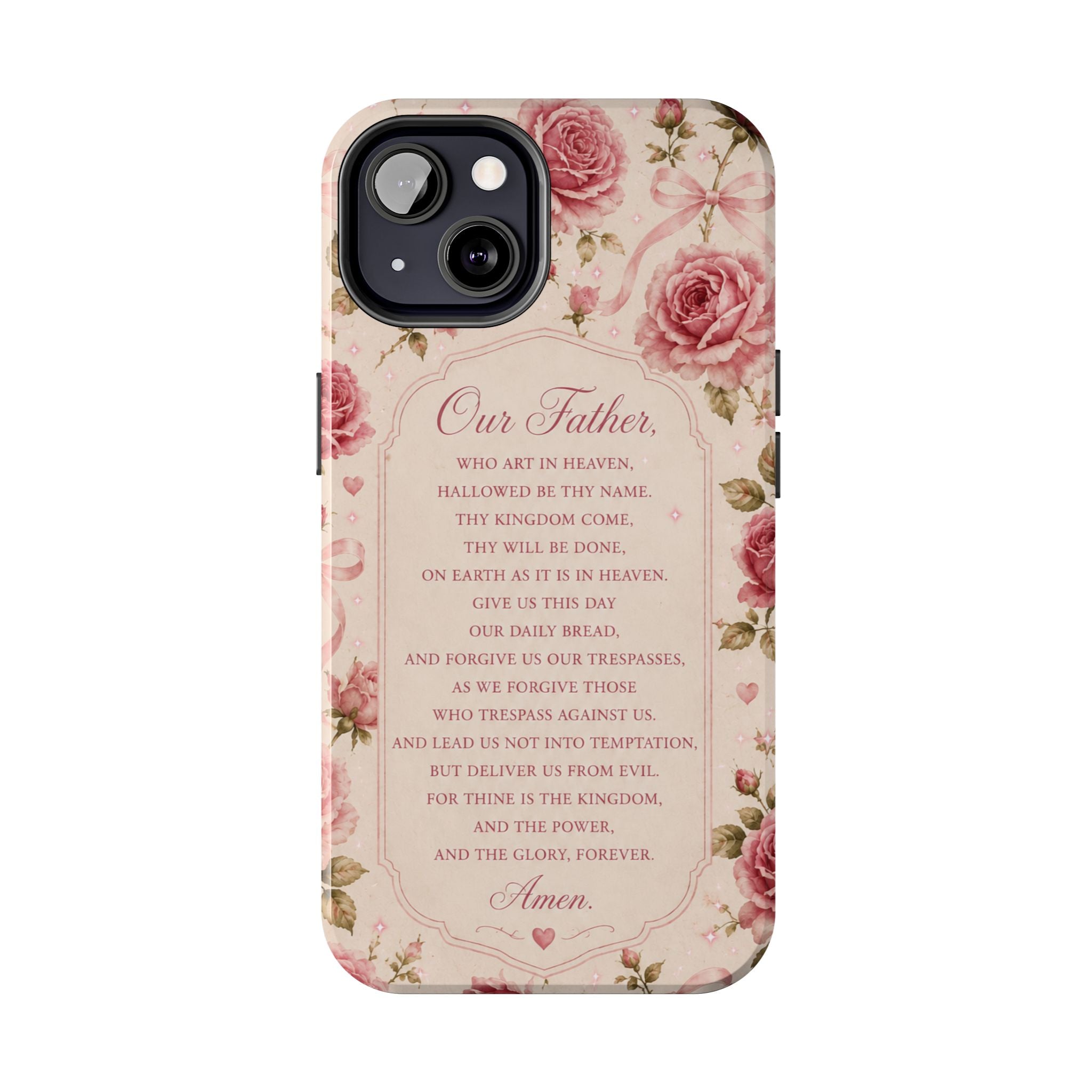 Our Father Prayer Phone Case | Floral Rosary Scripture iPhone Case