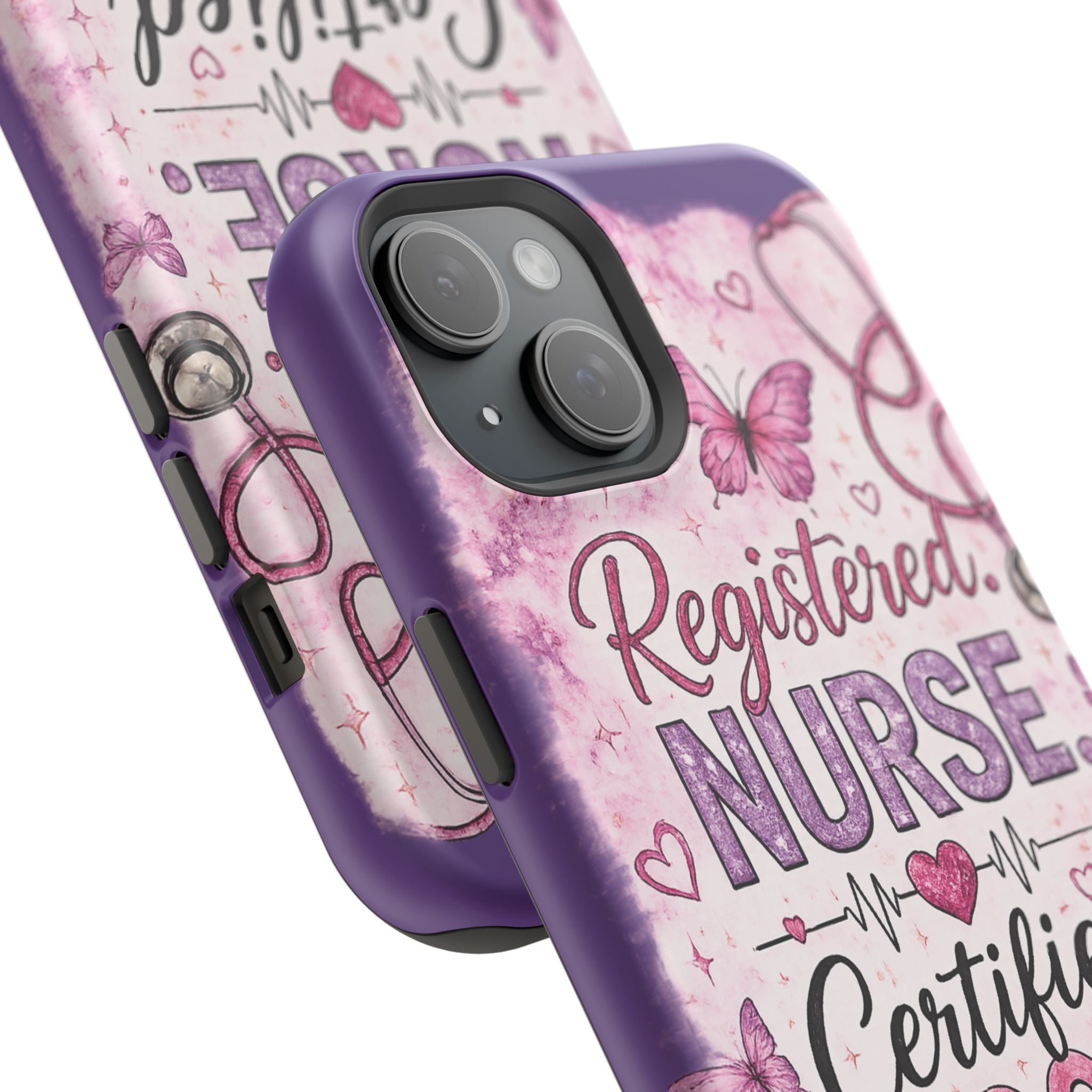 Registered Nurse Certified Icon Phone Case | Cute Nurse iPhone Case | Pink Glitter RN Aesthetic Gift for Nurses