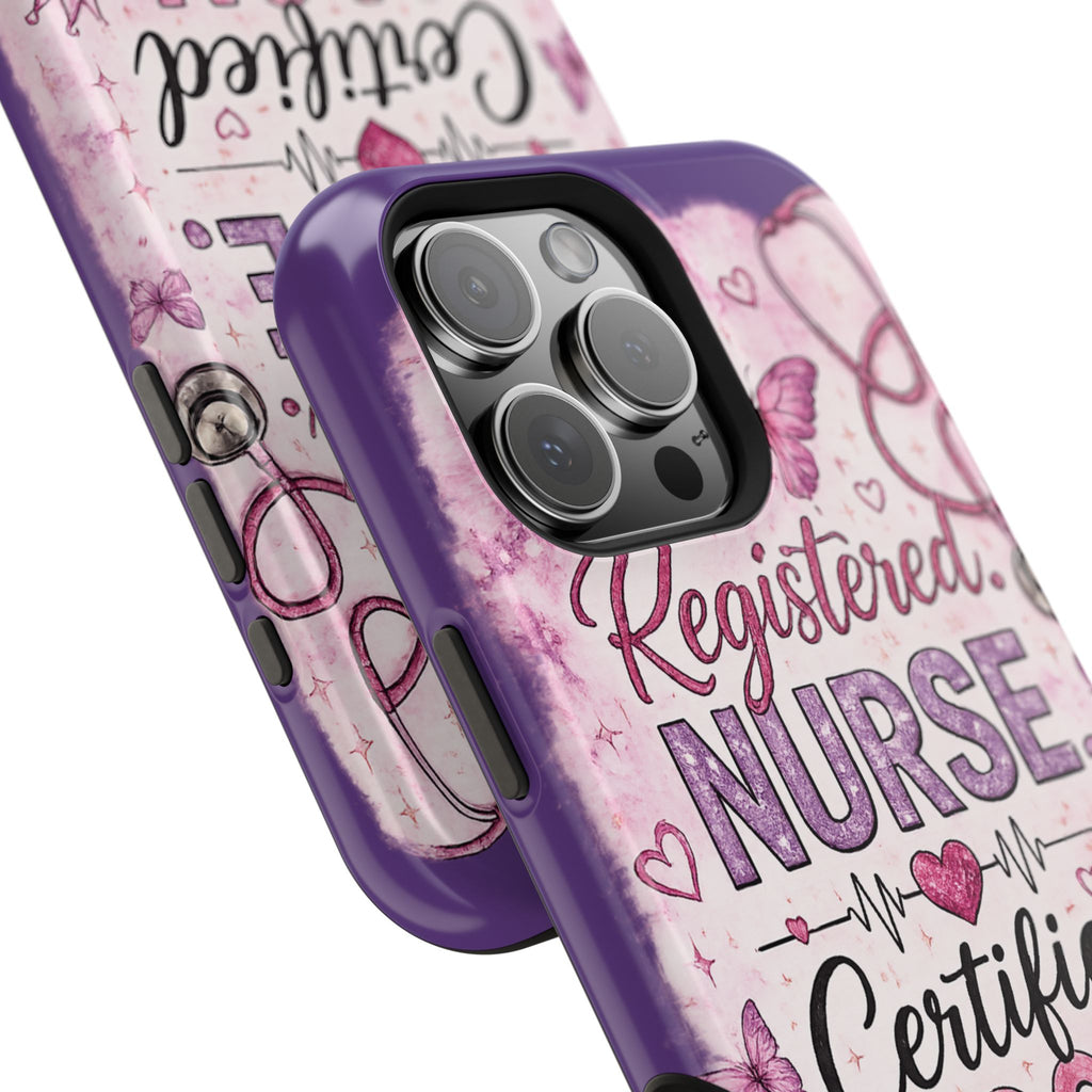 Registered Nurse Certified Icon Phone Case | Cute Nurse iPhone Case | Pink Glitter RN Aesthetic Gift for Nurses
