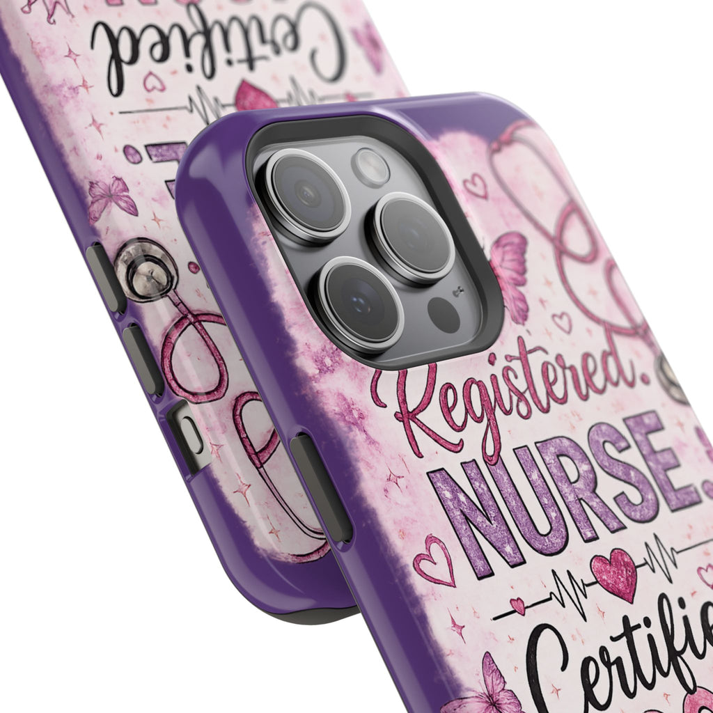 Registered Nurse Certified Icon Phone Case | Cute Nurse iPhone Case | Pink Glitter RN Aesthetic Gift for Nurses
