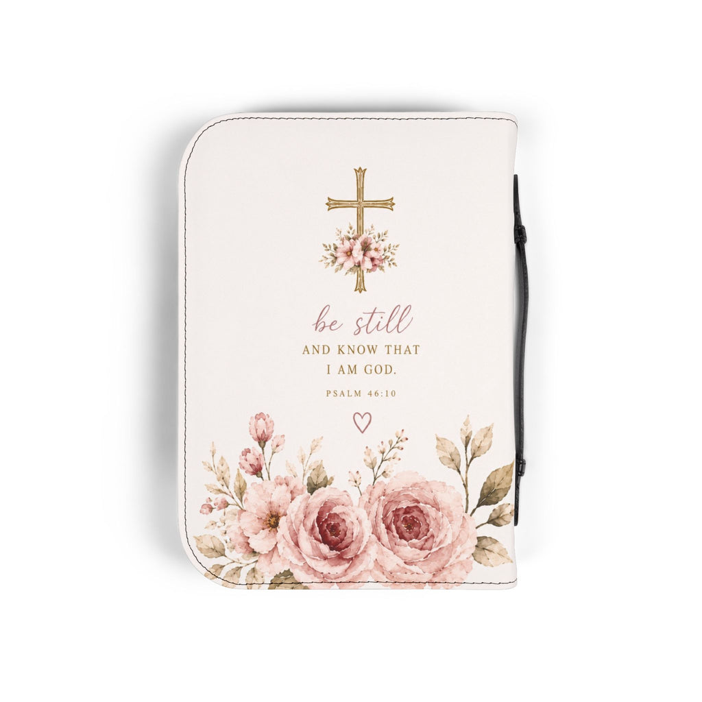 Floral Scripture Bible Cover — Proverbs 31 / Psalm 46 Inspirational Zip Case