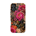 Floral Leopard Phone Case — Magnetic Impact‑Resistant iPhone Case with Pink & Orange Roses