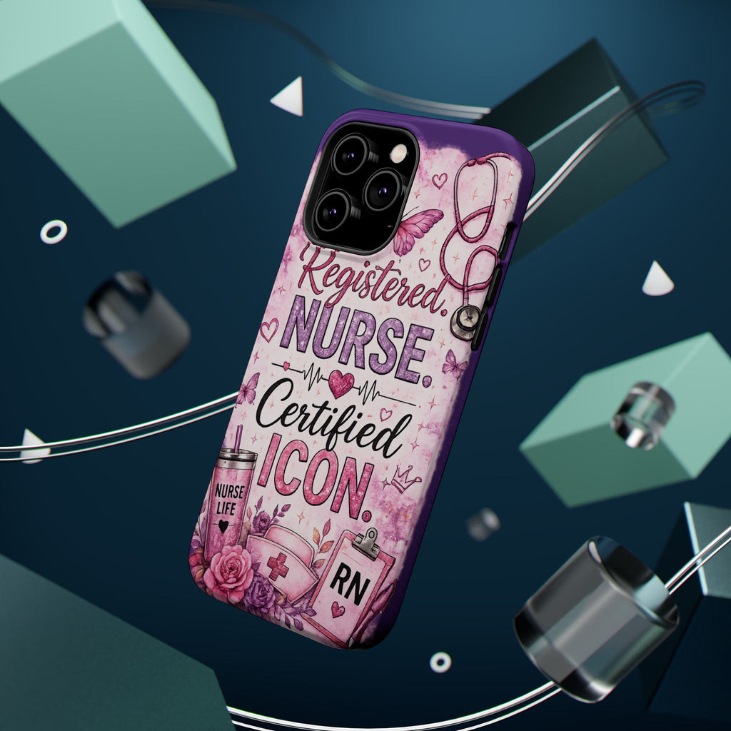 Registered Nurse Certified Icon Phone Case | Cute Nurse iPhone Case | Pink Glitter RN Aesthetic Gift for Nurses