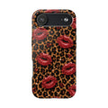 Wild Kisses Leopard Print Phone Case | Red Lip Print iPhone Case | Girly Cheetah Phone Cover | Cute Aesthetic Gift for Women