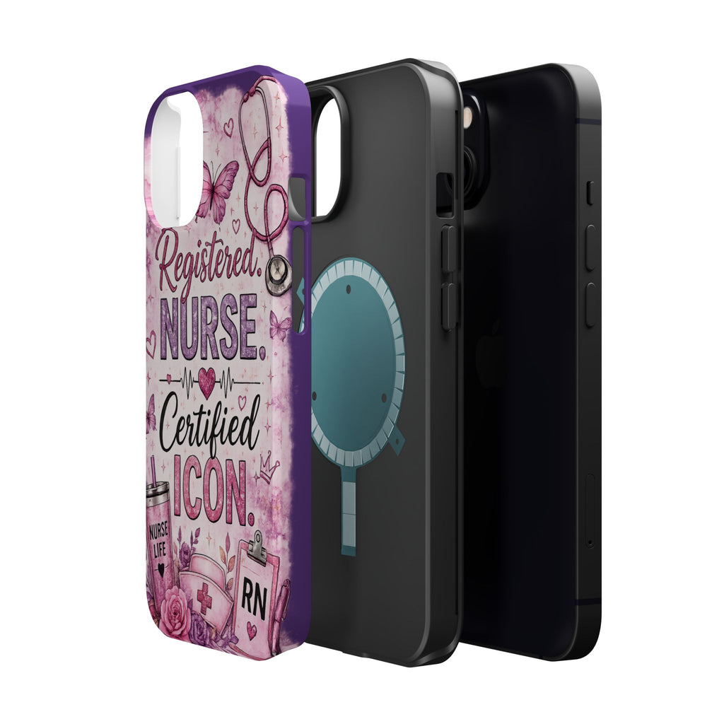 Registered Nurse Certified Icon Phone Case | Cute Nurse iPhone Case | Pink Glitter RN Aesthetic Gift for Nurses