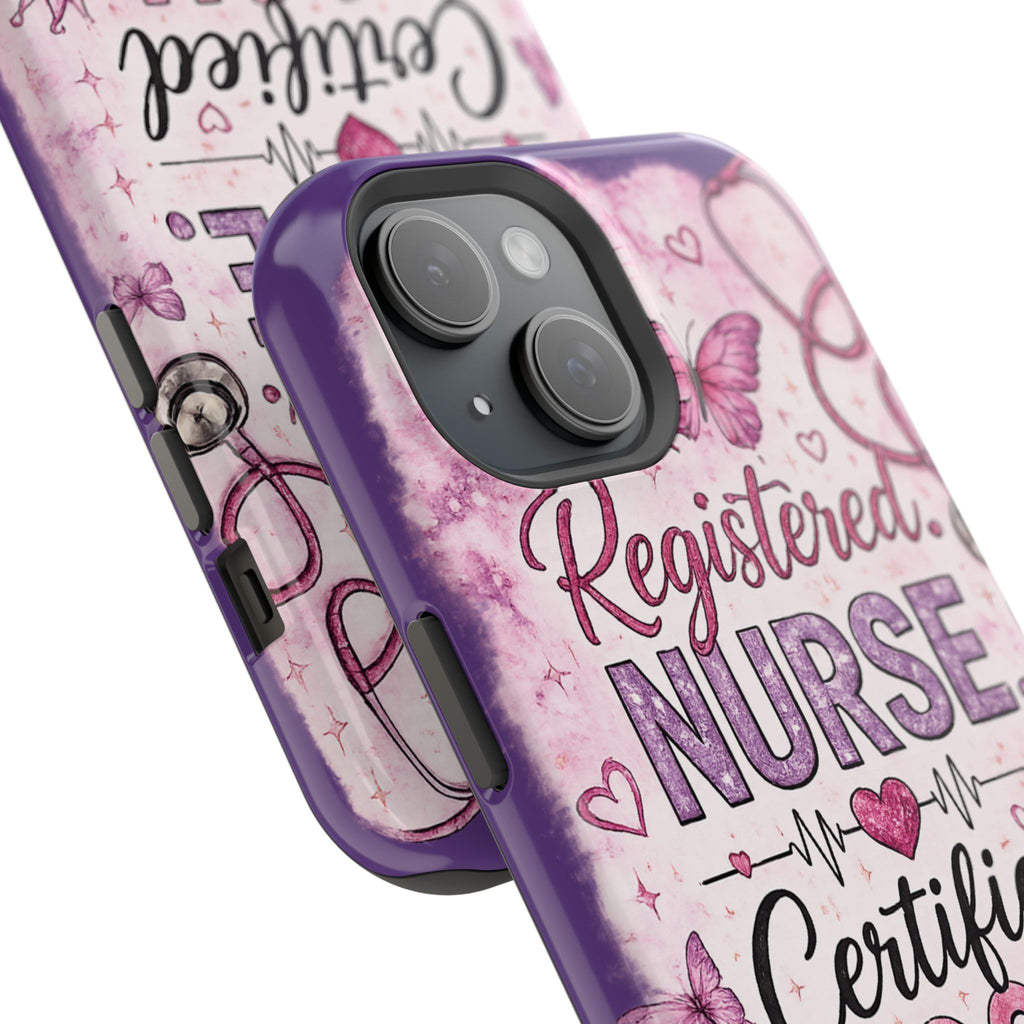 Registered Nurse Certified Icon Phone Case | Cute Nurse iPhone Case | Pink Glitter RN Aesthetic Gift for Nurses