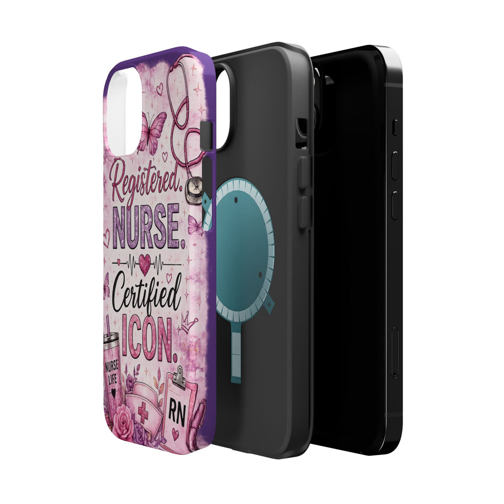 Registered Nurse Certified Icon Phone Case | Cute Nurse iPhone Case | Pink Glitter RN Aesthetic Gift for Nurses