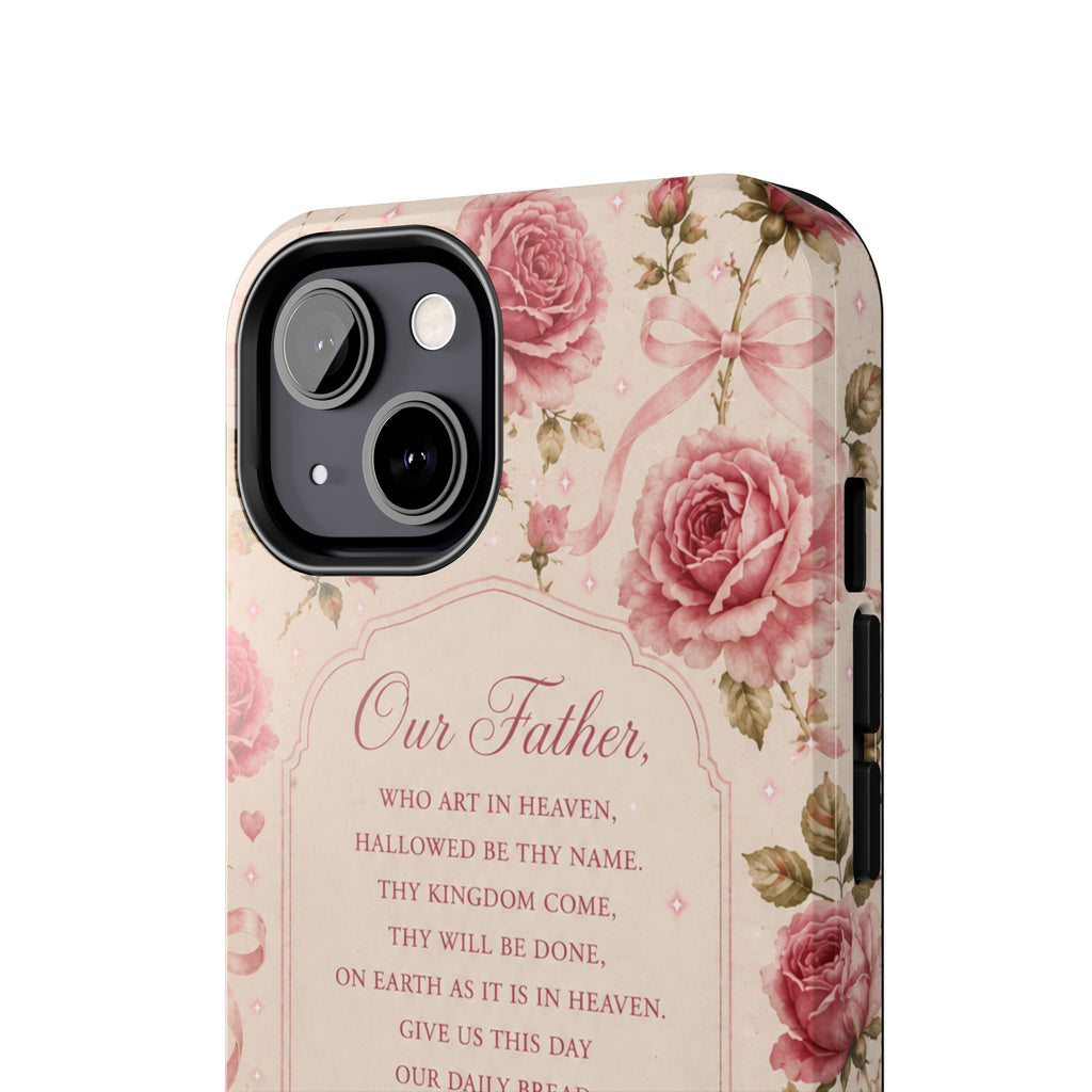 Our Father Prayer Phone Case | Floral Rosary Scripture iPhone Case
