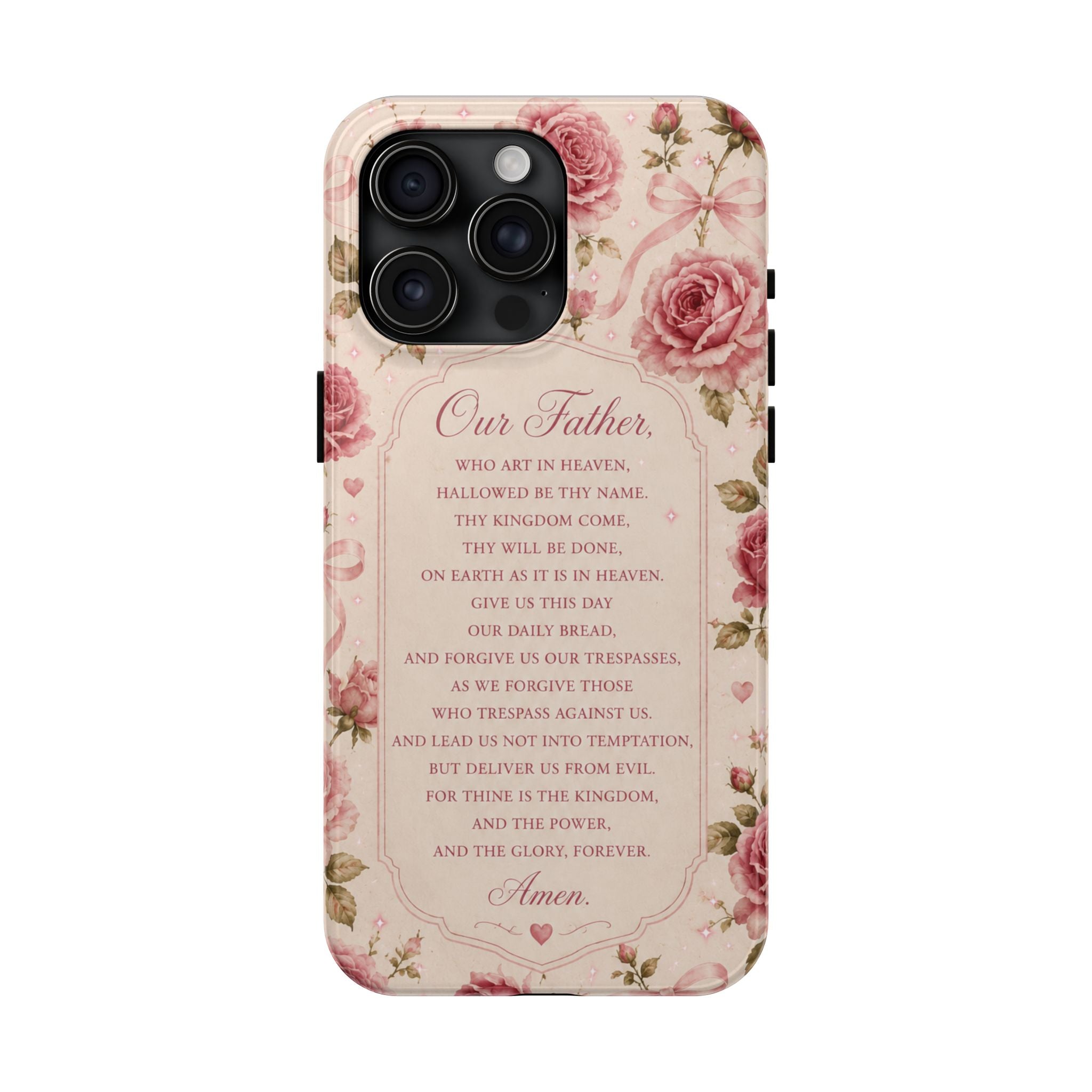 Our Father Prayer Phone Case | Floral Rosary Scripture iPhone Case