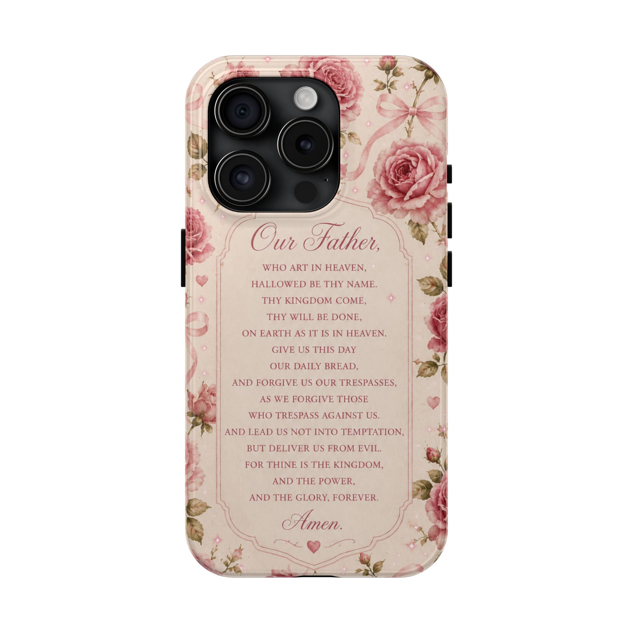 Our Father Prayer Phone Case | Floral Rosary Scripture iPhone Case